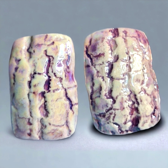 Vintage Ceramic/Porcelain Textured Glazed Stud Earrings - Picture 2 of 9